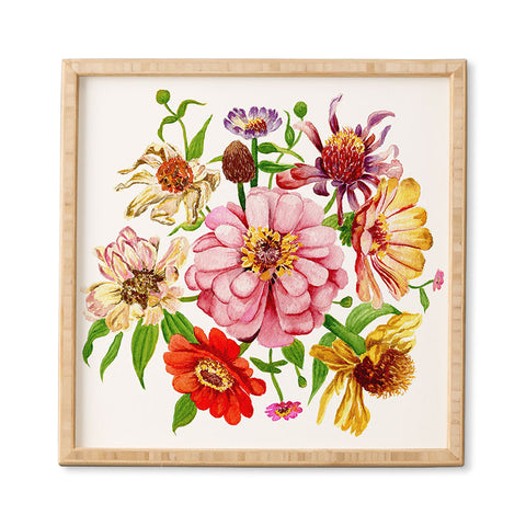 Shealeen Louise Zinnia Wildflower Floral Paint Framed Wall Art
