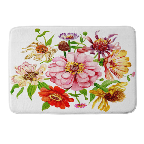 Shealeen Louise Zinnia Wildflower Floral Paint Memory Foam Bath Mat