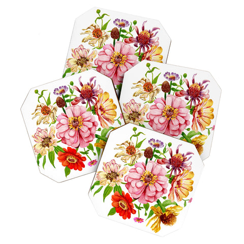 Shealeen Louise Zinnia Wildflower Floral Paint Coaster Set