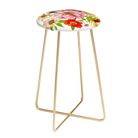 Shealeen Louise Zinnia Wildflower Floral Paint Counter Stool