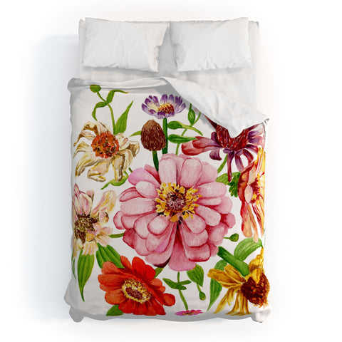 Shealeen Louise Zinnia Wildflower Floral Paint Duvet Cover