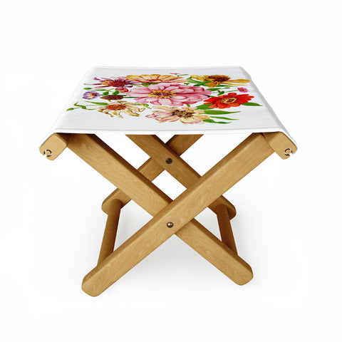 Shealeen Louise Zinnia Wildflower Floral Paint Folding Stool