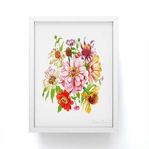Shealeen Louise Zinnia Wildflower Floral Paint Framed Mini Art Print
