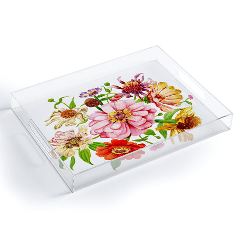 Shealeen Louise Zinnia Wildflower Floral Paint Acrylic Tray