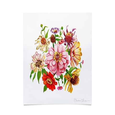 Shealeen Louise Zinnia Wildflower Floral Paint Poster