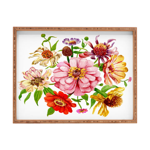 Shealeen Louise Zinnia Wildflower Floral Paint Rectangular Tray
