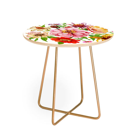 Shealeen Louise Zinnia Wildflower Floral Paint Round Side Table