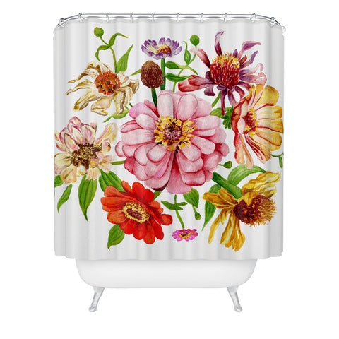 Shealeen Louise Zinnia Wildflower Floral Paint Shower Curtain