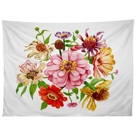 Shealeen Louise Zinnia Wildflower Floral Paint Tapestry