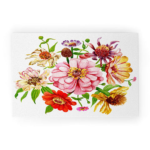 Shealeen Louise Zinnia Wildflower Floral Paint Welcome Mat