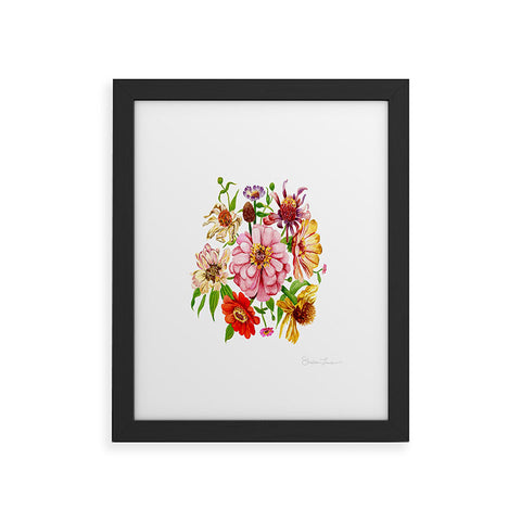 Shealeen Louise Zinnia Wildflower Floral Paint Framed Art Print
