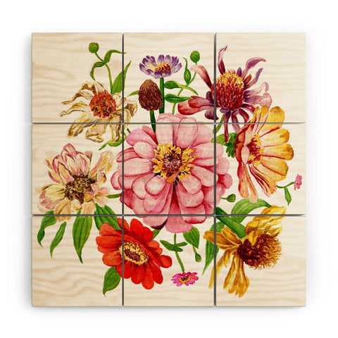 Shealeen Louise Zinnia Wildflower Floral Paint Wood Wall Mural