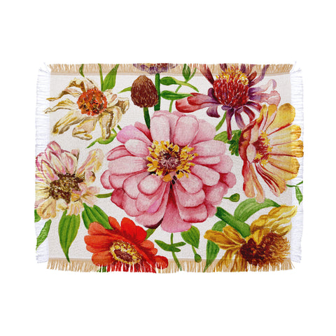 Shealeen Louise Zinnia Wildflower Floral Paint Throw Blanket