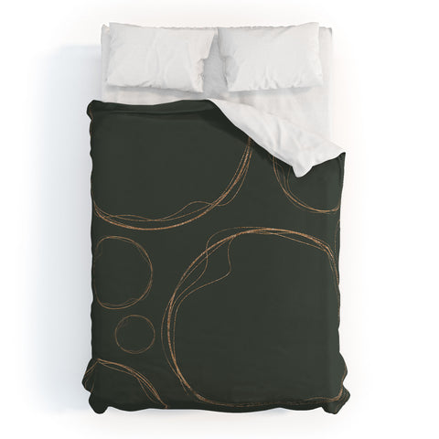 Sheila Wenzel-Ganny Army Green Gold Circles Duvet Cover