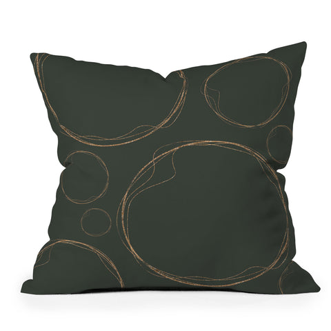 Sheila Wenzel-Ganny Army Green Gold Circles Outdoor Throw Pillow
