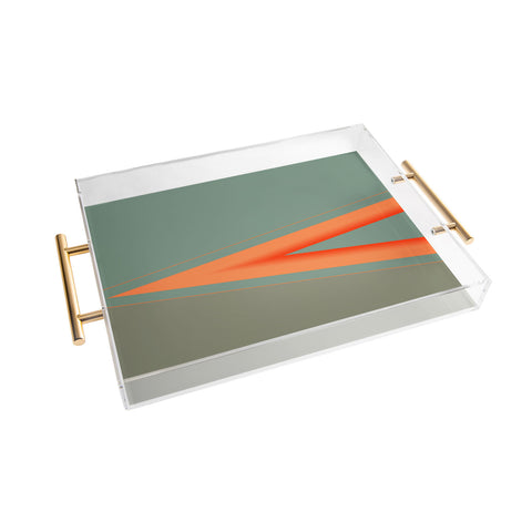 Sheila Wenzel-Ganny Army Green Orange Stripe Acrylic Tray
