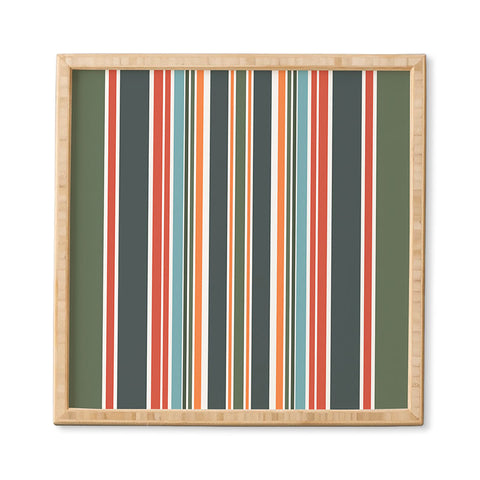 Sheila Wenzel-Ganny Army Green Orange Stripes Framed Wall Art