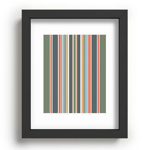 Sheila Wenzel-Ganny Army Green Orange Stripes Recessed Framing Rectangle