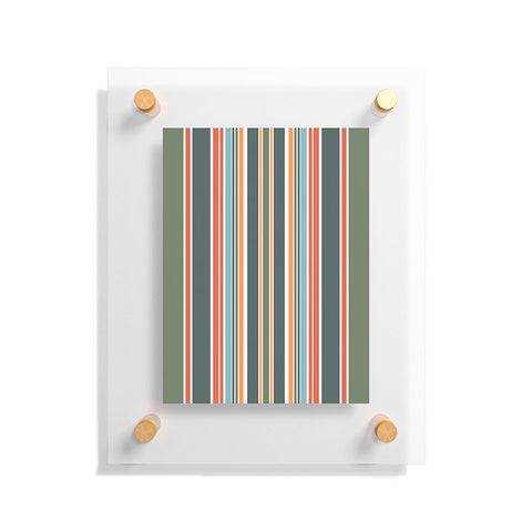 Sheila Wenzel-Ganny Army Green Orange Stripes Floating Acrylic Print
