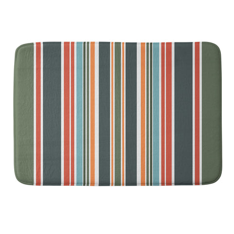 Sheila Wenzel-Ganny Army Green Orange Stripes Memory Foam Bath Mat