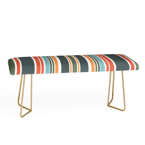 Sheila Wenzel-Ganny Army Green Orange Stripes Bench