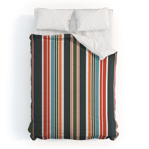Sheila Wenzel-Ganny Army Green Orange Stripes Comforter