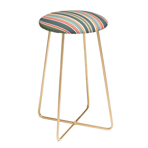 Sheila Wenzel-Ganny Army Green Orange Stripes Counter Stool