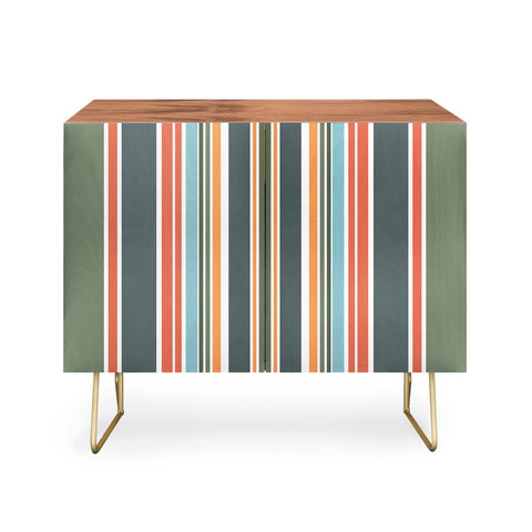 Sheila Wenzel-Ganny Army Green Orange Stripes Credenza