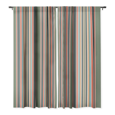 Sheila Wenzel-Ganny Army Green Orange Stripes Blackout Window Curtain
