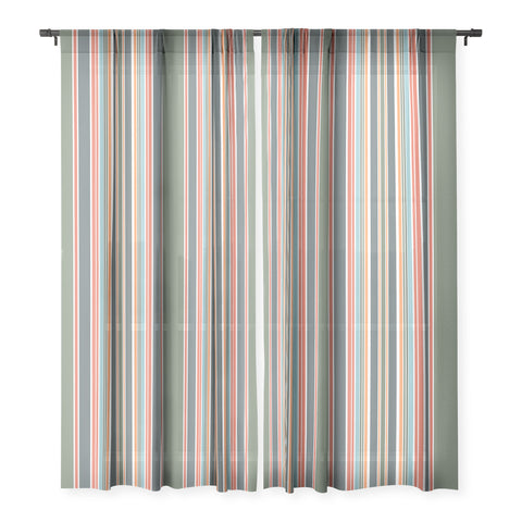 Sheila Wenzel-Ganny Army Green Orange Stripes Sheer Window Curtain