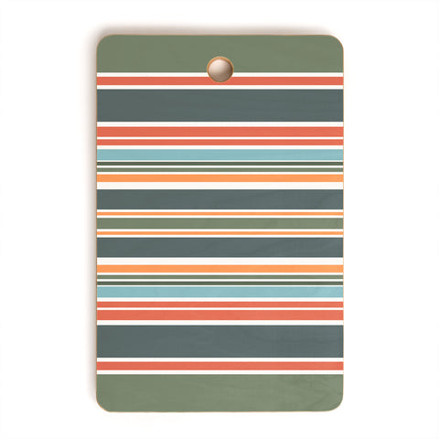 Sheila Wenzel-Ganny Army Green Orange Stripes Cutting Board Rectangle