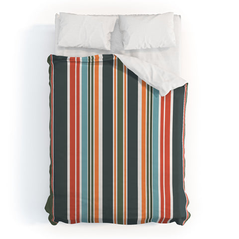 Sheila Wenzel-Ganny Army Green Orange Stripes Duvet Cover