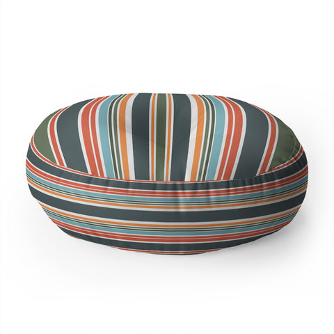Sheila Wenzel-Ganny Army Green Orange Stripes Floor Pillow Round