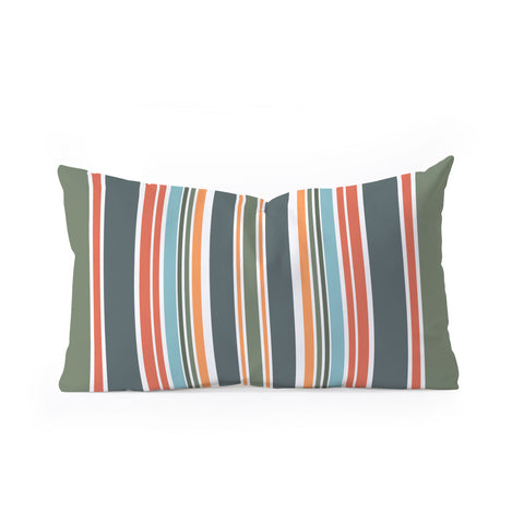 Sheila Wenzel-Ganny Army Green Orange Stripes Oblong Throw Pillow