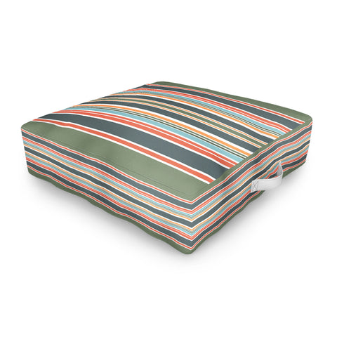 Sheila Wenzel-Ganny Army Green Orange Stripes Outdoor Floor Cushion