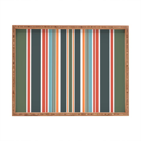 Sheila Wenzel-Ganny Army Green Orange Stripes Rectangular Tray