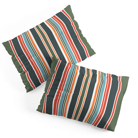 Sheila Wenzel-Ganny Army Green Orange Stripes Pillow Shams
