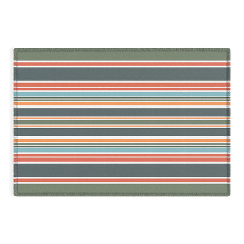 Sheila Wenzel-Ganny Army Green Orange Stripes Outdoor Rug