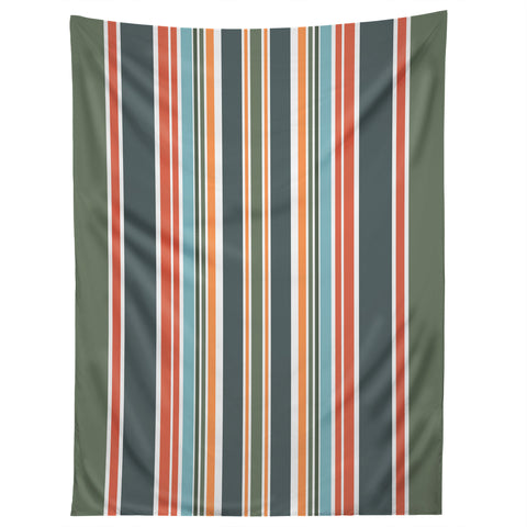 Sheila Wenzel-Ganny Army Green Orange Stripes Tapestry