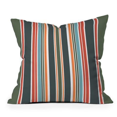 Sheila Wenzel-Ganny Army Green Orange Stripes Outdoor Throw Pillow