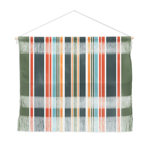 Sheila Wenzel-Ganny Army Green Orange Stripes Wall Hanging Landscape