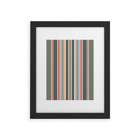 Sheila Wenzel-Ganny Army Green Orange Stripes Framed Art Print