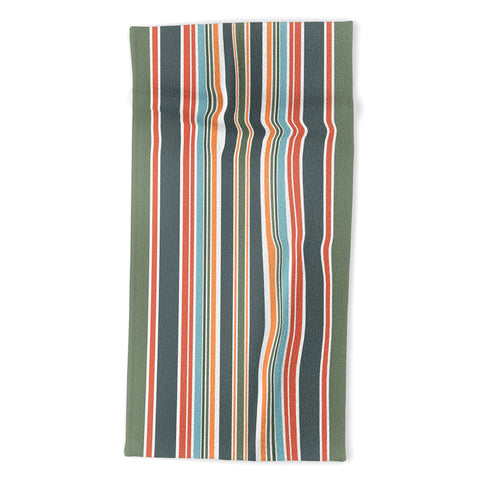 Sheila Wenzel-Ganny Army Green Orange Stripes Beach Towel