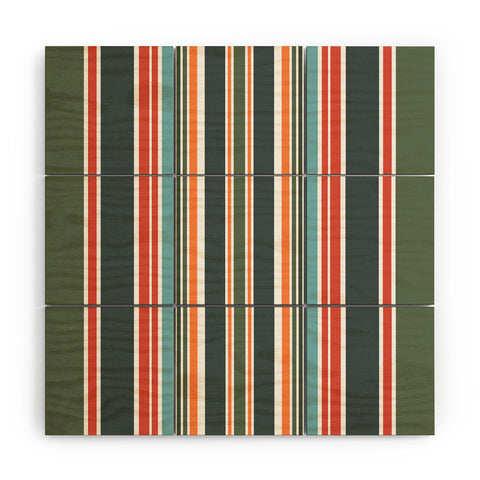 Sheila Wenzel-Ganny Army Green Orange Stripes Wood Wall Mural