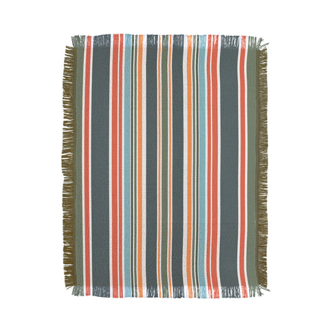 Sheila Wenzel-Ganny Army Green Orange Stripes Throw Blanket
