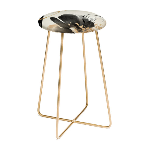 Sheila Wenzel-Ganny Black Ink Abstract Counter Stool