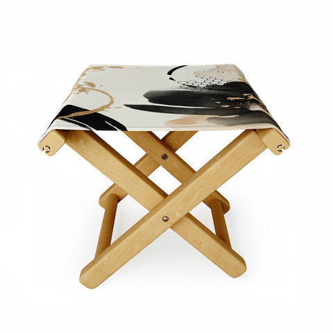 Sheila Wenzel-Ganny Black Ink Abstract Folding Stool
