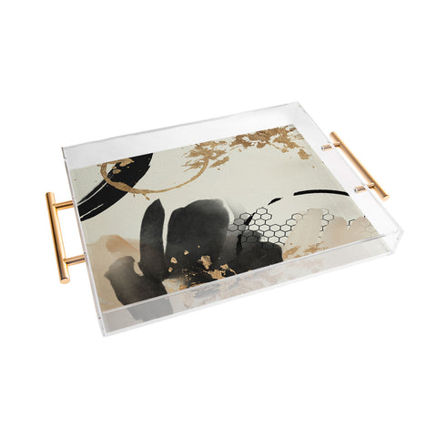 Sheila Wenzel-Ganny Black Ink Abstract Acrylic Tray