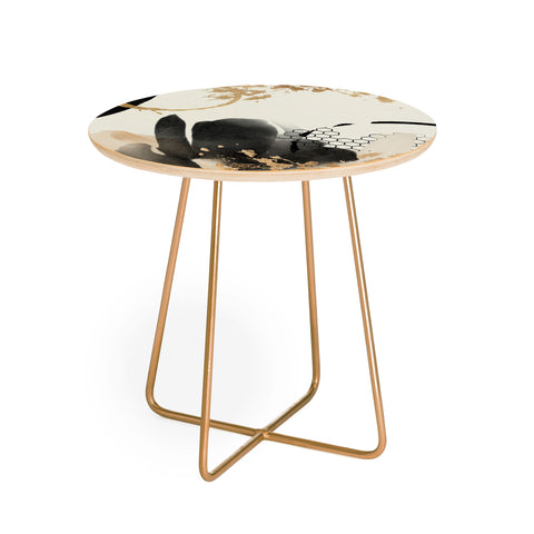 Sheila Wenzel-Ganny Black Ink Abstract Round Side Table