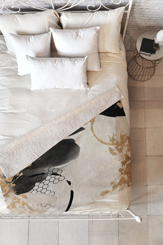 Sheila Wenzel-Ganny Black Ink Abstract Fleece Throw Blanket